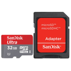 micro SDHC карта памяти SanDisk 32GB Class10 Ultra c адаптером SD (SDSDQU-032G-U46A)